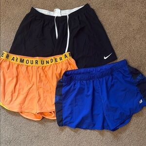 Nike and Under Armour and NB Women Running Shorts Large
